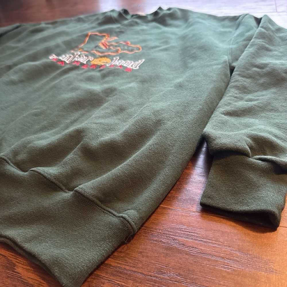 Vintage Timberland Weathergear Crewneck Sweatshirt Green Logo XL USA 90s Logo - Picture 4 of 6